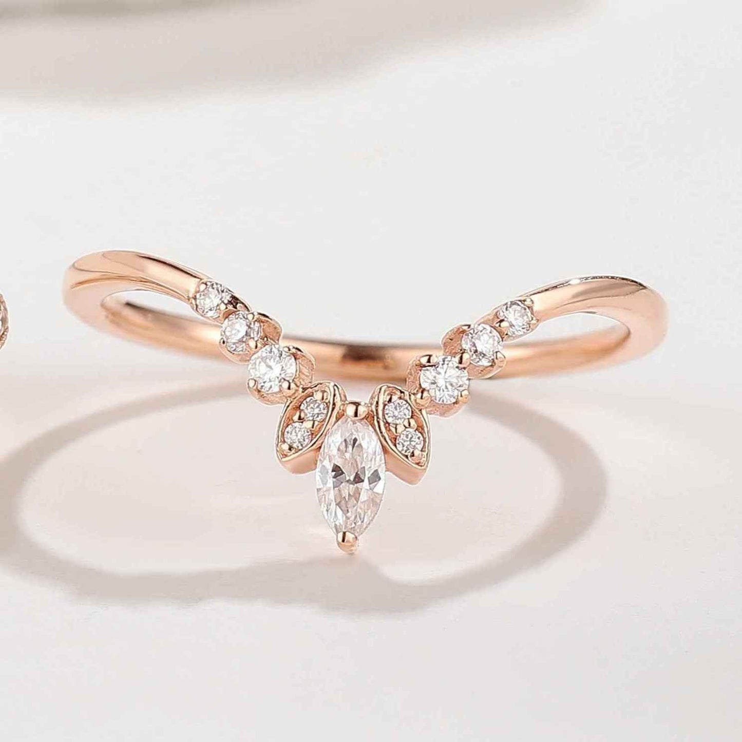 Moissanite Cluster Curved Wedding Band