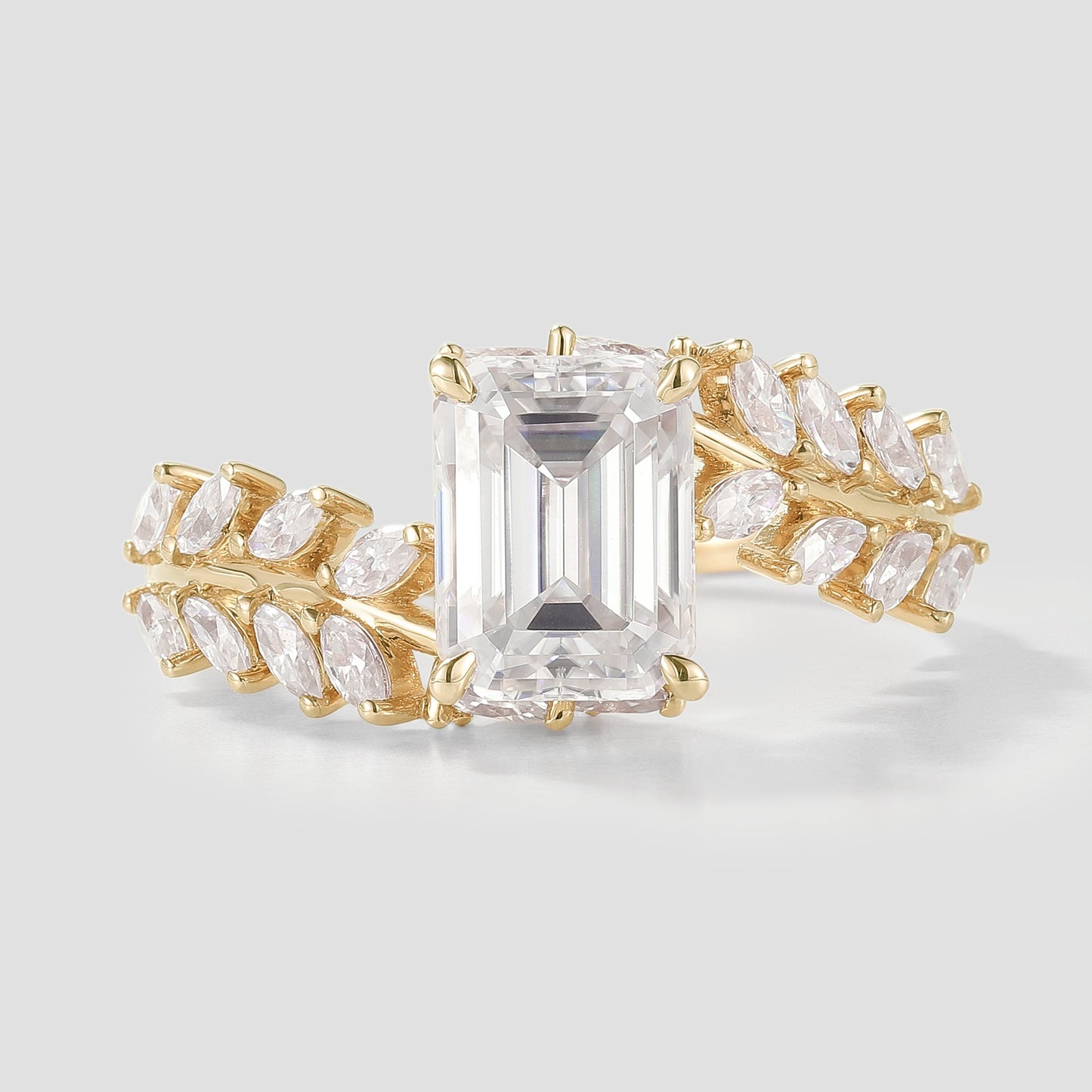 Nature Inspired Leaf Branch Moissanite Engagement Ring