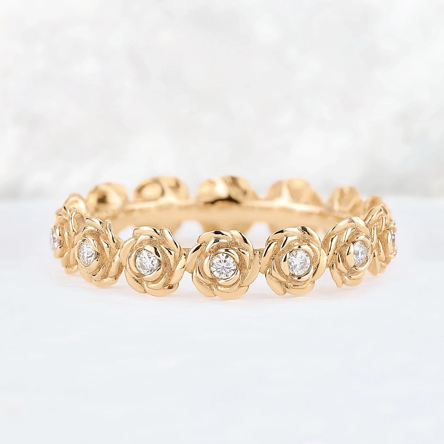 Nature Inspired Floral 14k Rose Gold Gemstone Ring