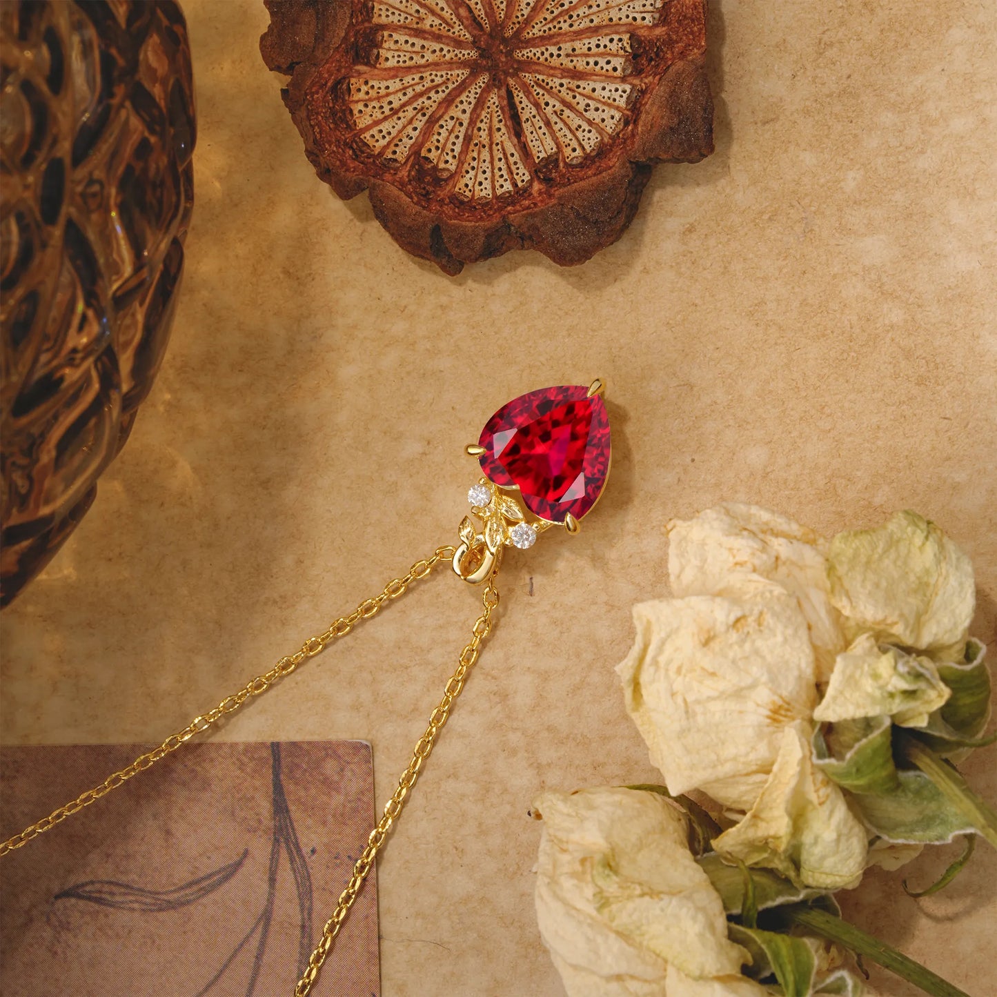 Heart Cut Lab-Grown Ruby Pendant Necklace Valentine’s Day Gifts For Women