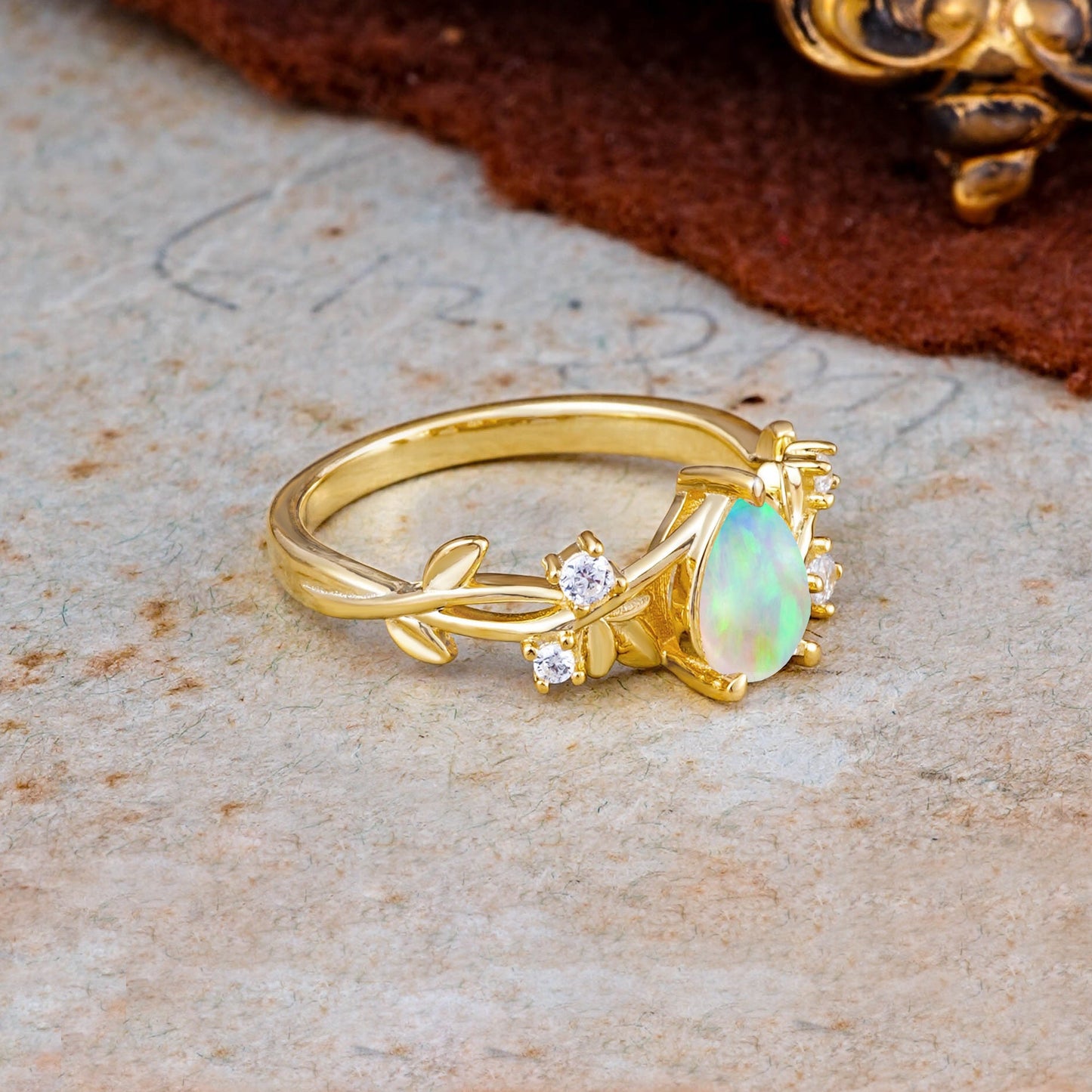 Haute Nature Inspired 4-Prong Oval Opal Engagement Ring