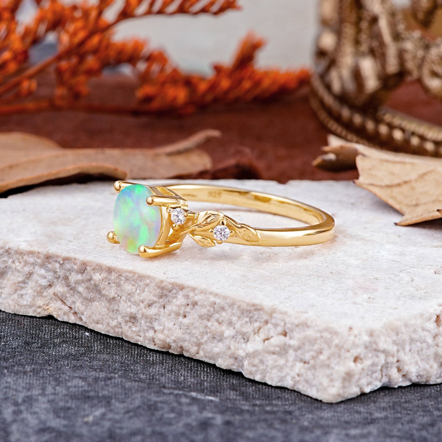Heirloom-Grade Round Opal Engagement Ring