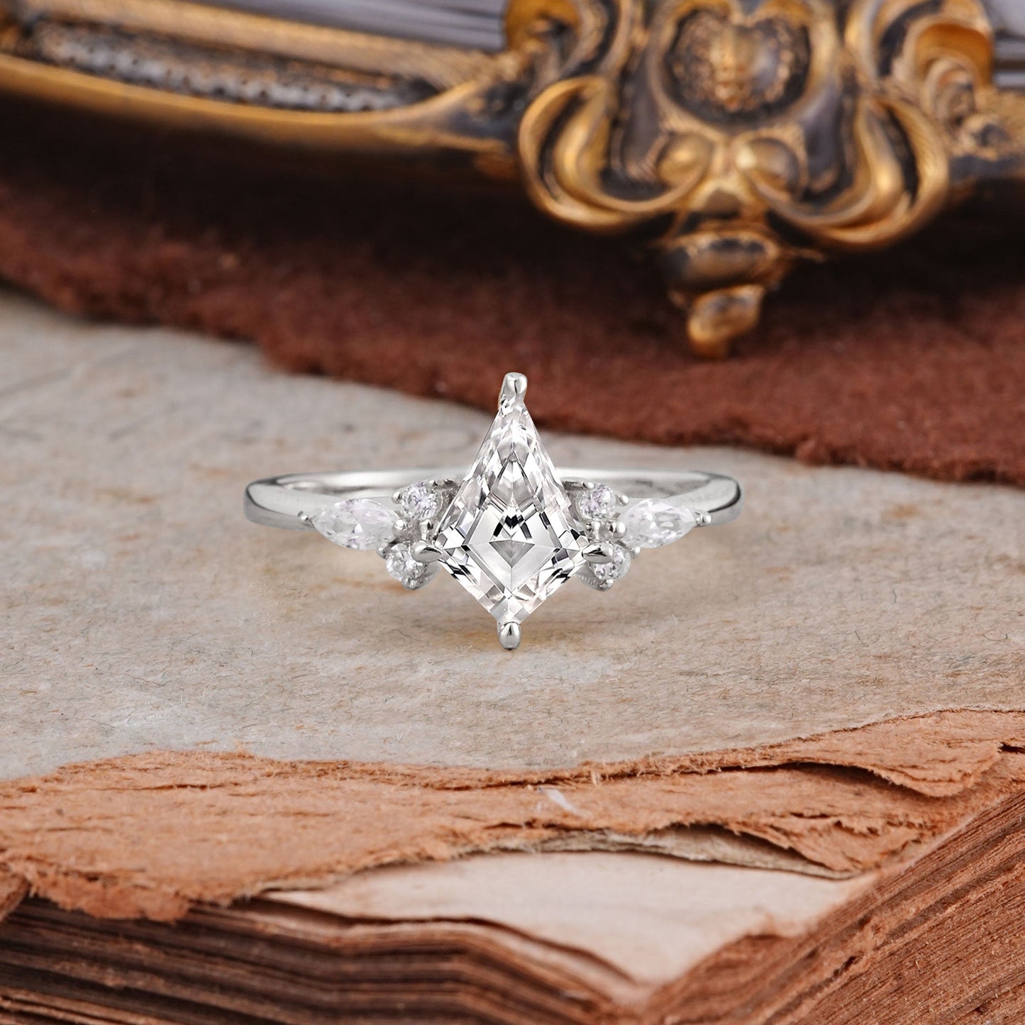 Classic 4 Prong Kite Cut Lab Diamond Engagement Ring