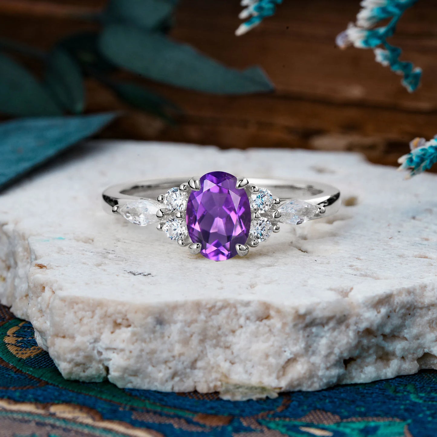 Custom made-Sophisticated 4-Prong Oval Cut Amethyst Engagement Ring(10*8)