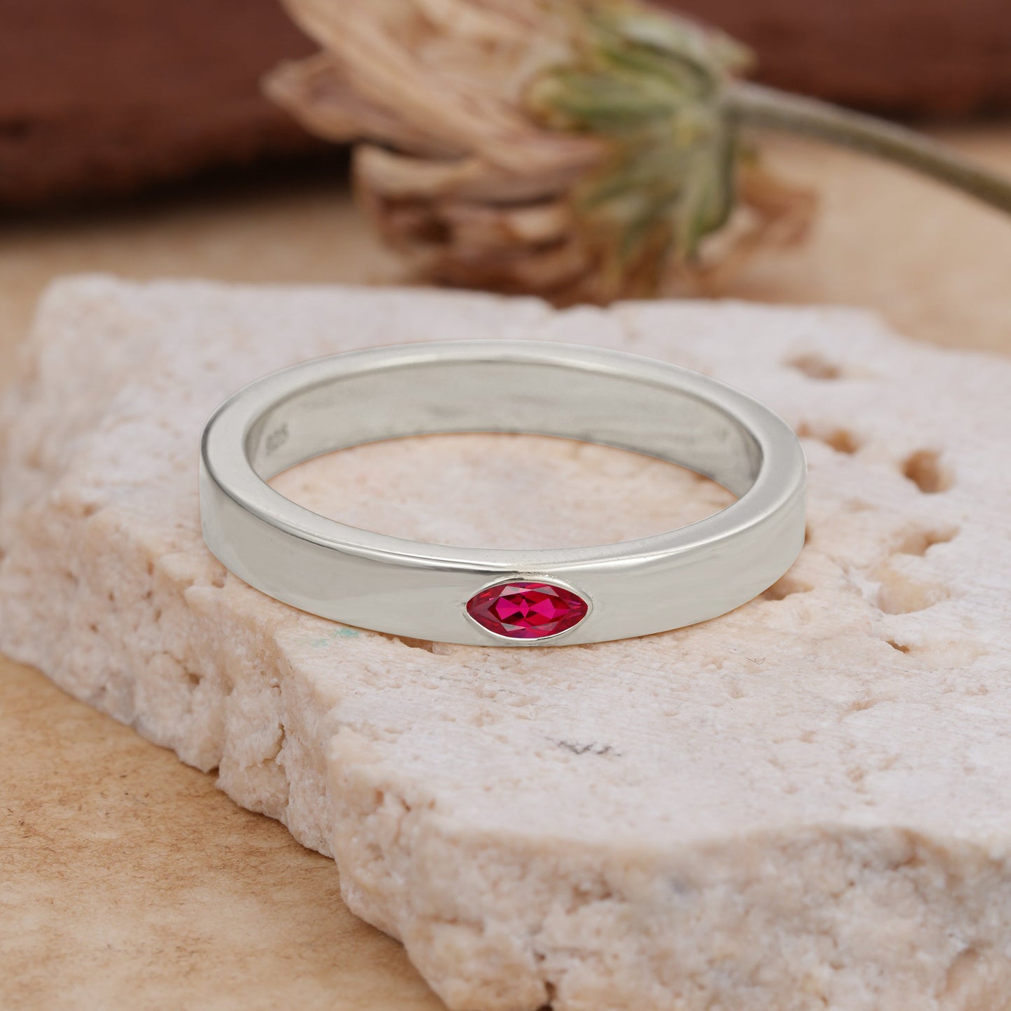 Iuxurious Oval Cut Ruby Wedding Band