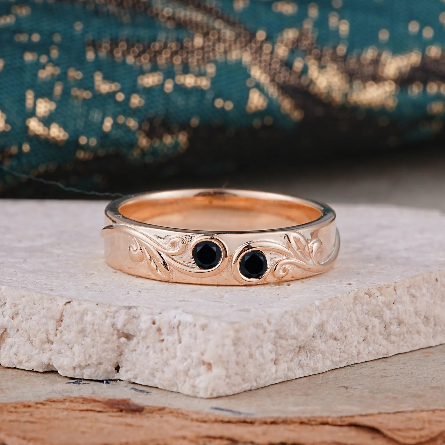 Classic Style Bezel Set Round - Cut Natural Black Onyx Men's Ring