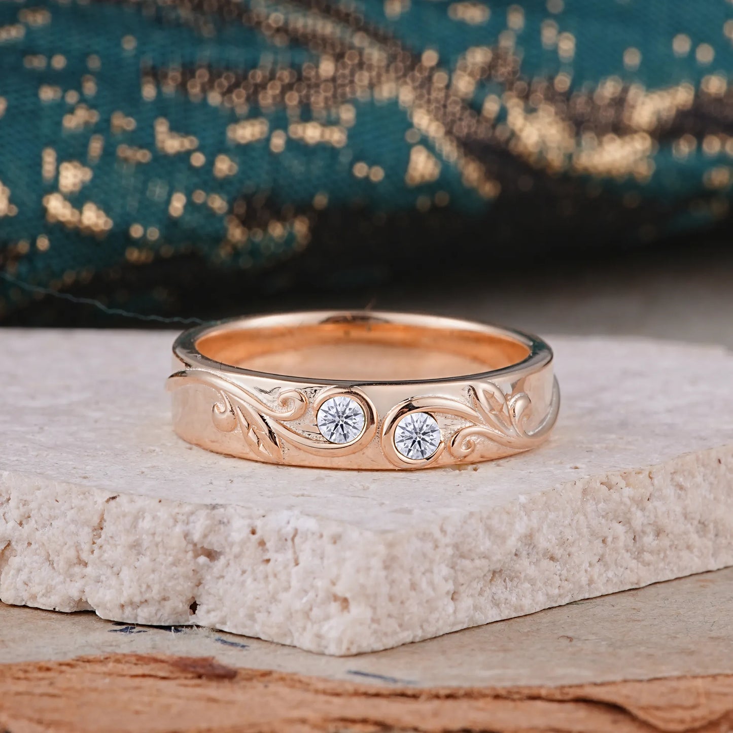 Classic Style Bezel Set Round - Cut Lab Diamond Men's Ring