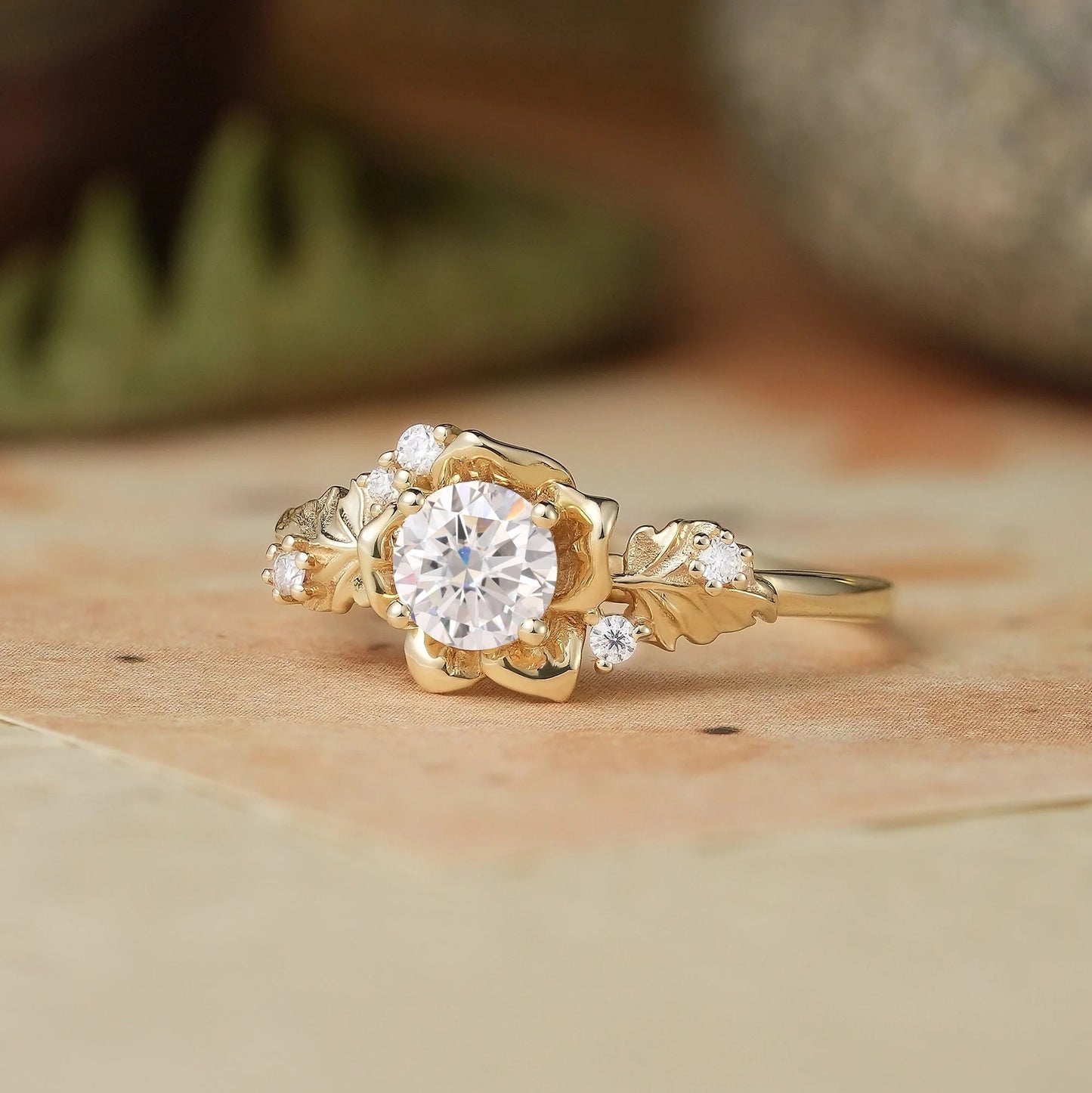 Blooming Rose Moissanite Engagement Ring-Tindra