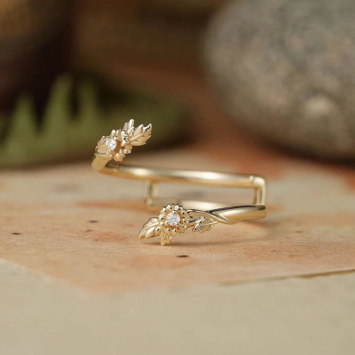 Daisy Inspired Moissanite Enhancer Wedding Band-Zephyrine