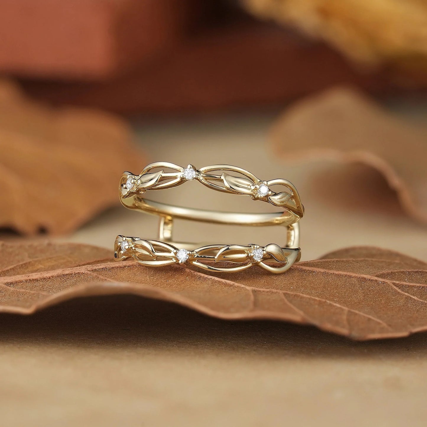 Nature Garden Inspired Moissanite Enhancer Ring-Beatrix