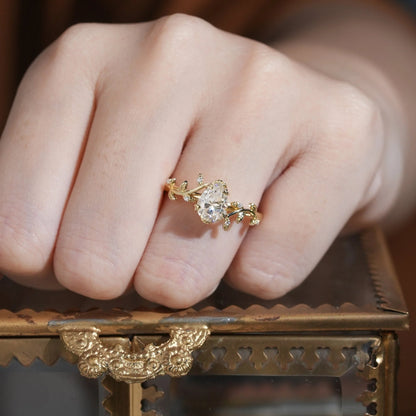 1.7ct Pear Leaf Moissanite Engagement Ring-Clementine