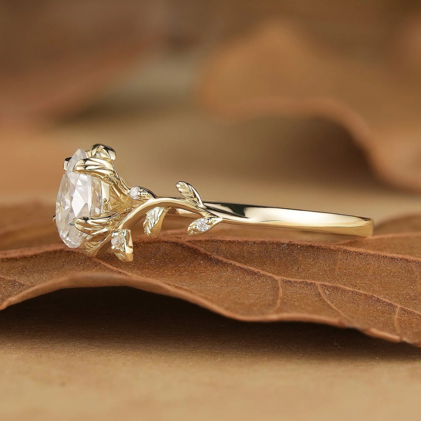 1.7ct Pear Leaf Moissanite Engagement Ring-Clementine