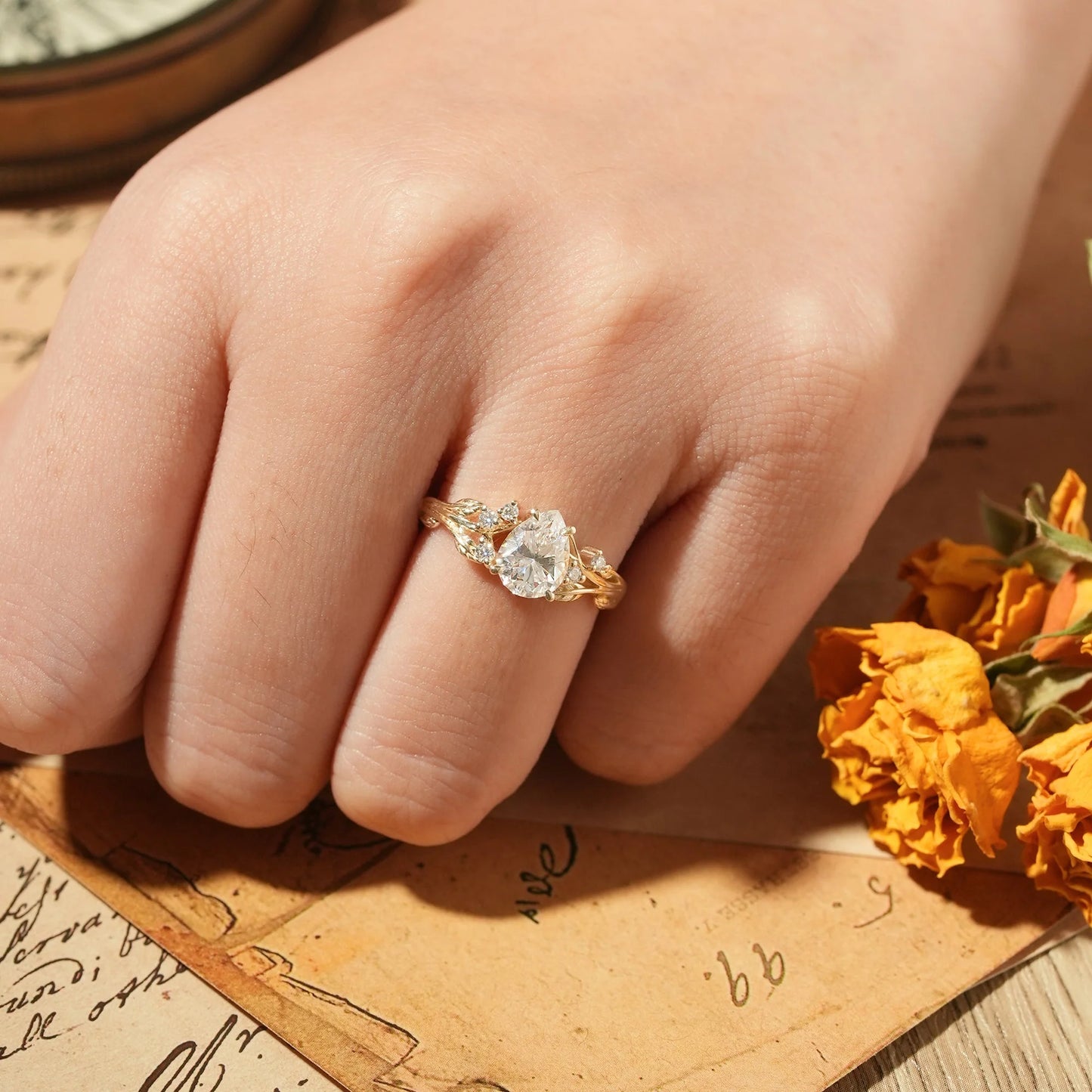 1.7ct Pear Moissanite Engagement Ring-Ayla