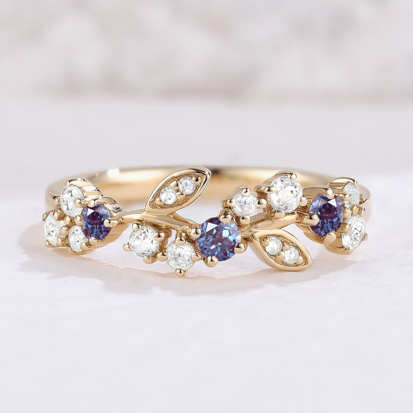 Nature Inspired Round Alexandrite Filigree Gemstone Ring