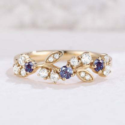 Nature Inspired Round Alexandrite Filigree Gemstone Ring
