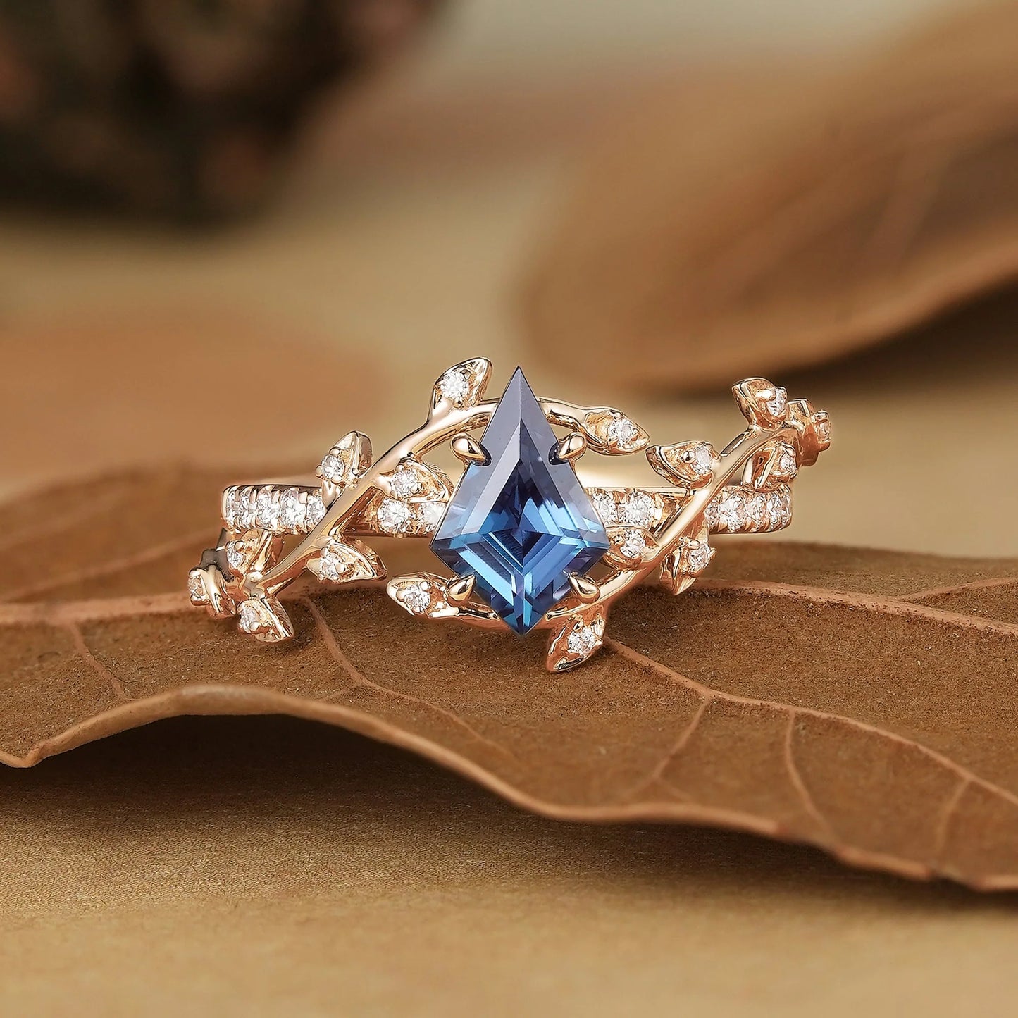 1ct Kite Alexandrite Half Eternity Engagement Ring-Gaia