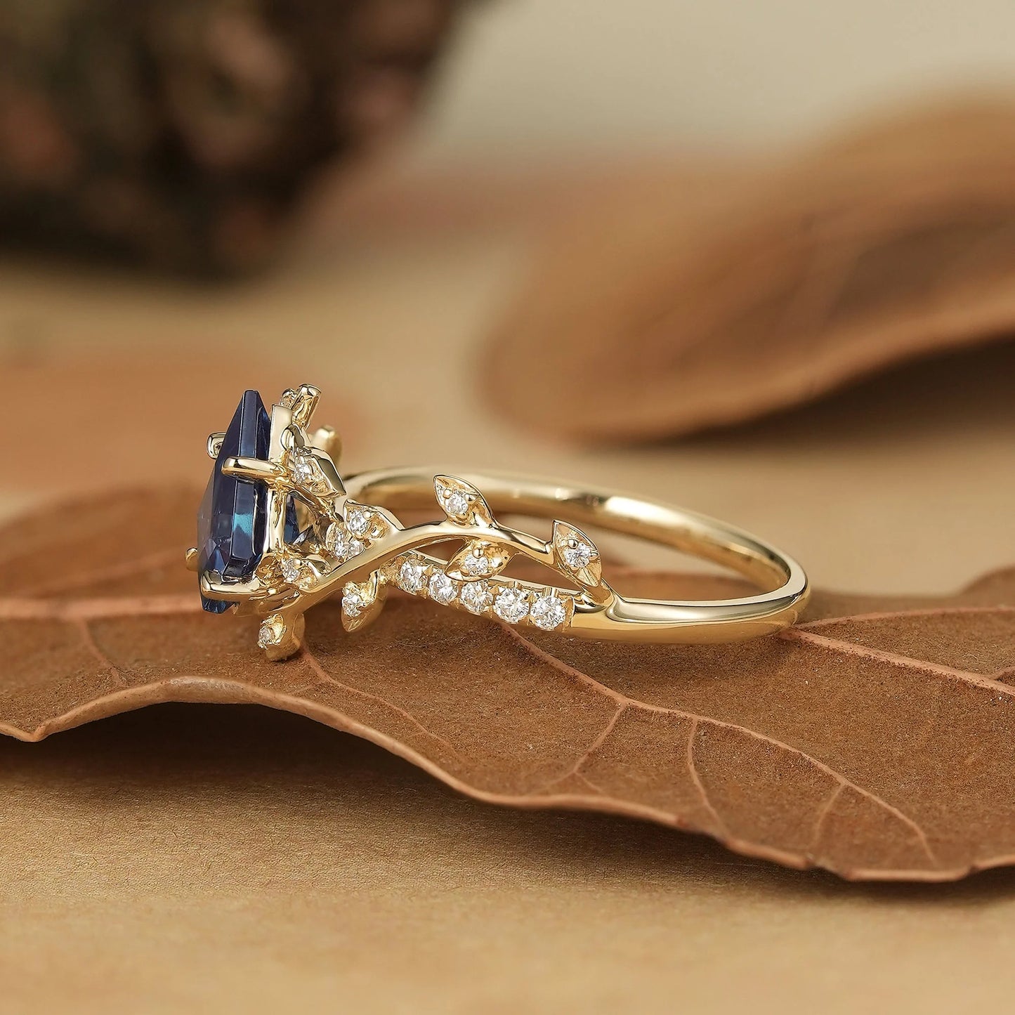 1ct Kite Alexandrite Half Eternity Engagement Ring-Gaia