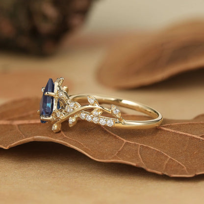 1ct Kite Alexandrite Half Eternity Engagement Ring-Gaia