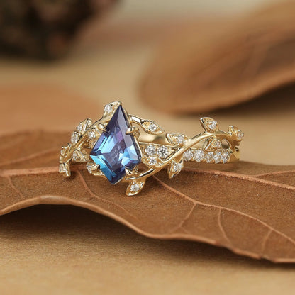 1ct Kite Alexandrite Half Eternity Engagement Ring-Gaia