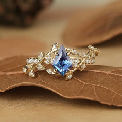 1ct Kite Alexandrite Half Eternity Engagement Ring-Gaia
