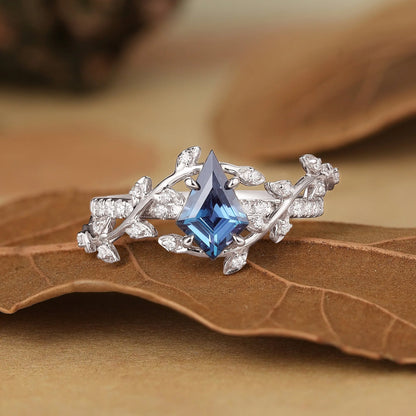 1ct Kite Alexandrite Half Eternity Engagement Ring-Gaia