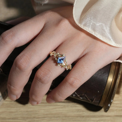1ct Kite Alexandrite Half Eternity Engagement Ring-Gaia