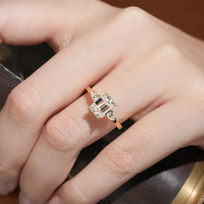 3-stone Moissanite Engagement Ring-Saskia