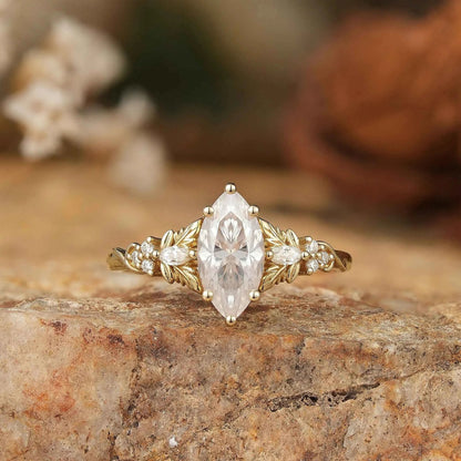 5x10 Unique Marquise Moissanite Ring - Sienna