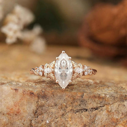 5x10 Unique Marquise Moissanite Ring - Sienna