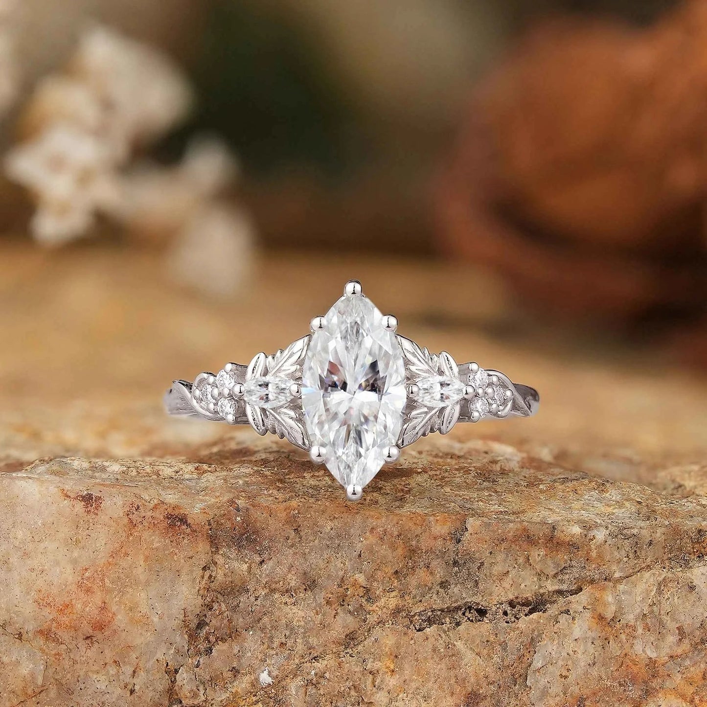 5x10 Unique Marquise Moissanite Ring - Sienna