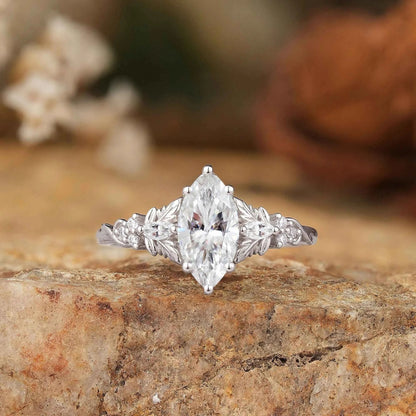 5x10 Unique Marquise Moissanite Ring - Sienna