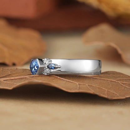 5x9mm Long Hexagon Cocktail Sapphire Cluster Men's Band-Noah