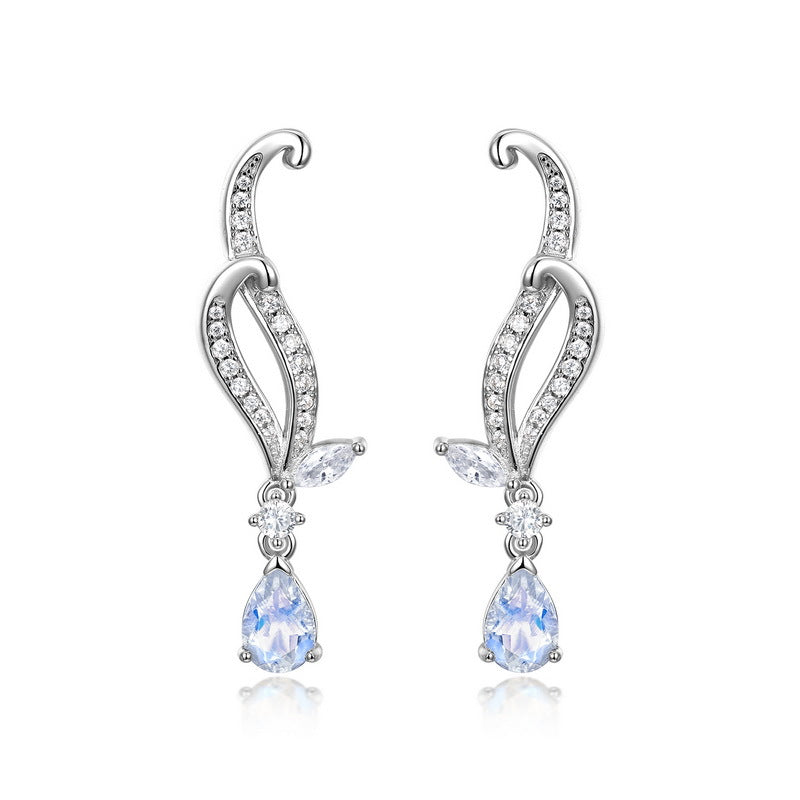 Pear Cut Moonstone Earrings Anniversary Gift for Her