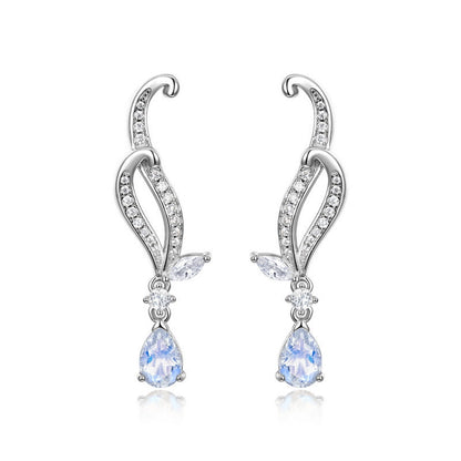 Pear Cut Moonstone Earrings Anniversary Gift for Her