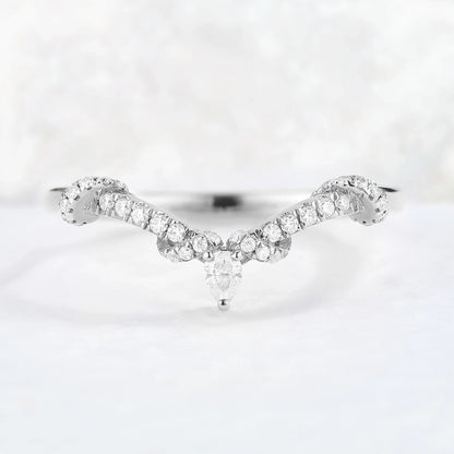 Chevron Marquise Moissanite Rose Gold Stacking Ring