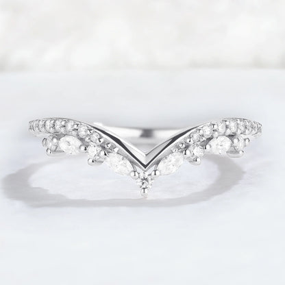 Chevron Moissanite 10k Rose Gold Stacking Ring