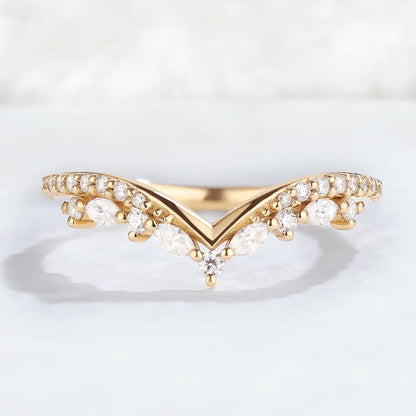 Chevron Moissanite 10k Rose Gold Stacking Ring