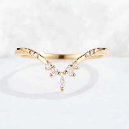 Chevron Moissanite Rose Gold Stacking Ring