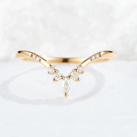 Chevron Moissanite Rose Gold Stacking Ring