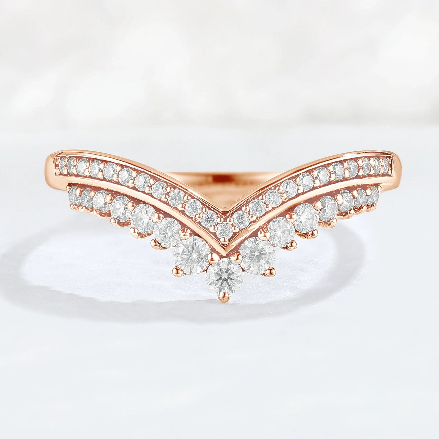 Chevron Round Cut Moissanite Stacking Stacking Ring