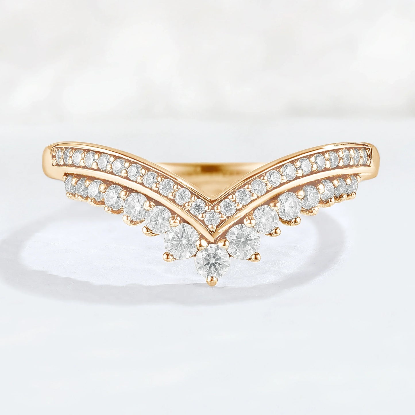 Chevron Round Cut Moissanite Stacking Stacking Ring