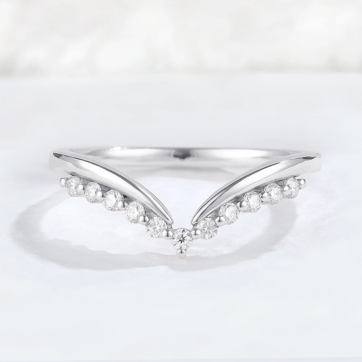 Classic Curve Round Moissanite 14k Rose Gold Stacking Ring