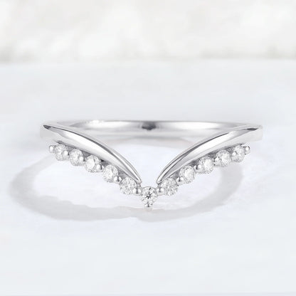 Classic Curve Round Moissanite 14k Rose Gold Stacking Ring