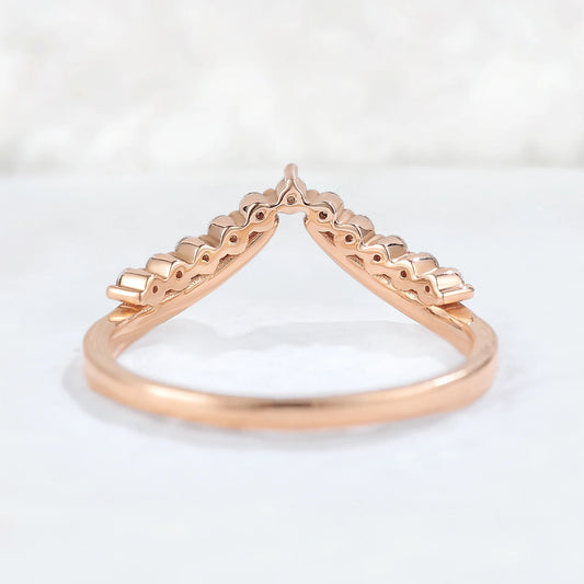 Classic Curve Round Moissanite 14k Rose Gold Stacking Ring
