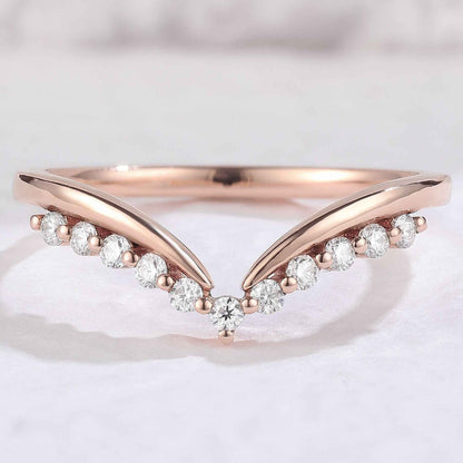 Classic Curve Round Moissanite Silver Stacking Ring