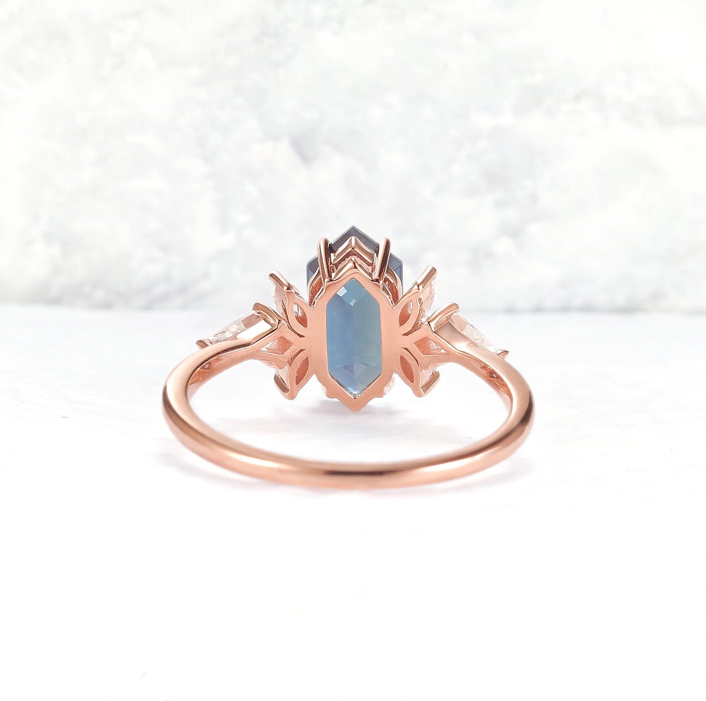 Cluster Hexagon Cut Alexandrite Gemstone Ring