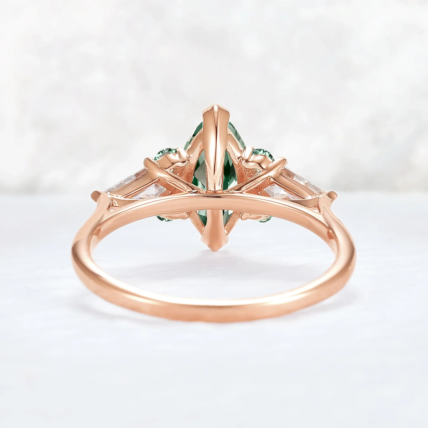 Cluster Marquise Cut Green Sapphire Seven Gemstone Ring