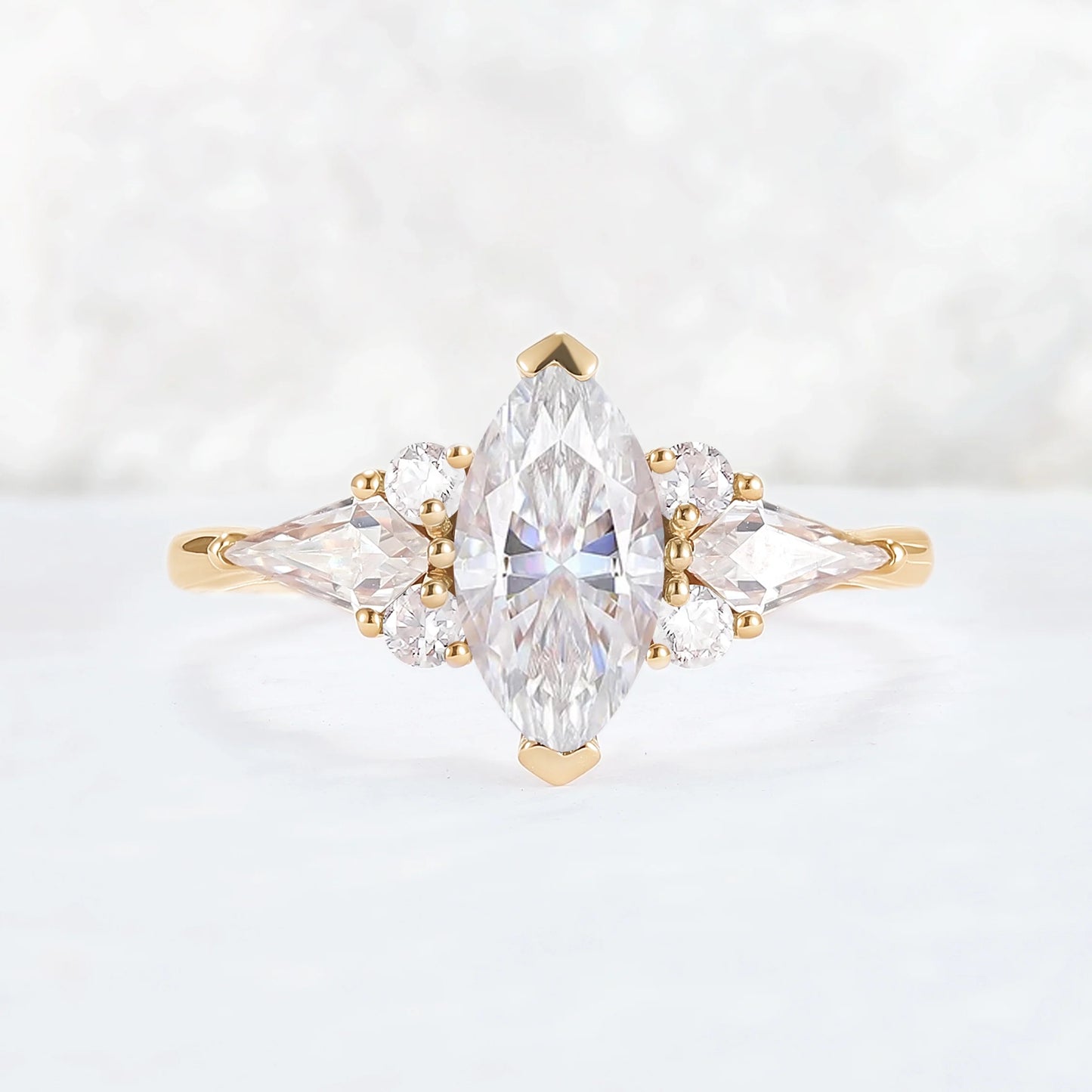 Cluster Marquise Cut Moissanite Seven Gemstone Ring