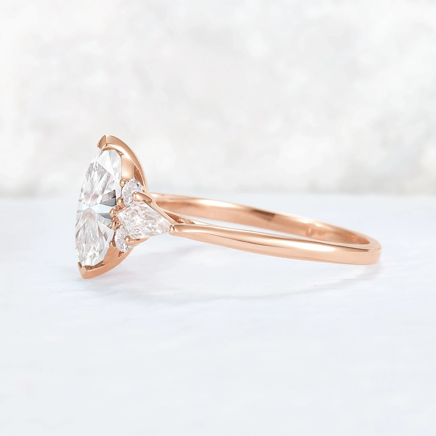 Cluster Marquise Cut Moissanite Seven Gemstone Ring