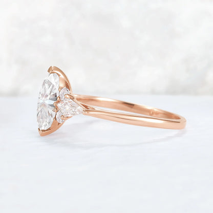 Cluster Marquise Cut Moissanite Seven Gemstone Ring